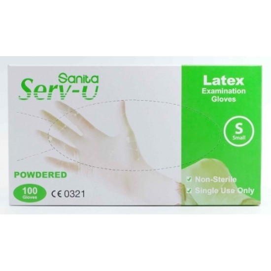 Sanita Disposable Gloves (Latex, White, Small, Powdered)